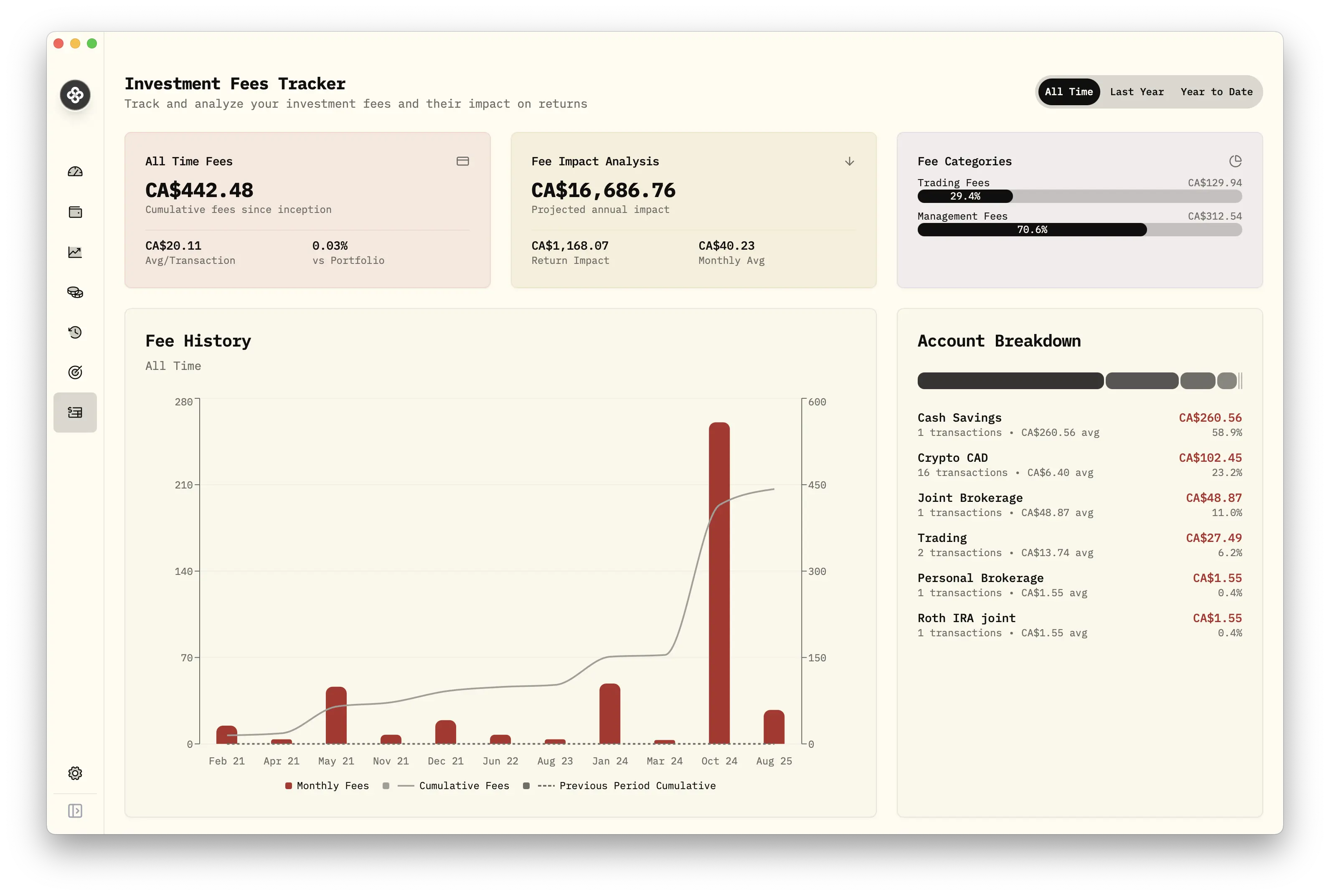 Investment Fees Tracker screenshot