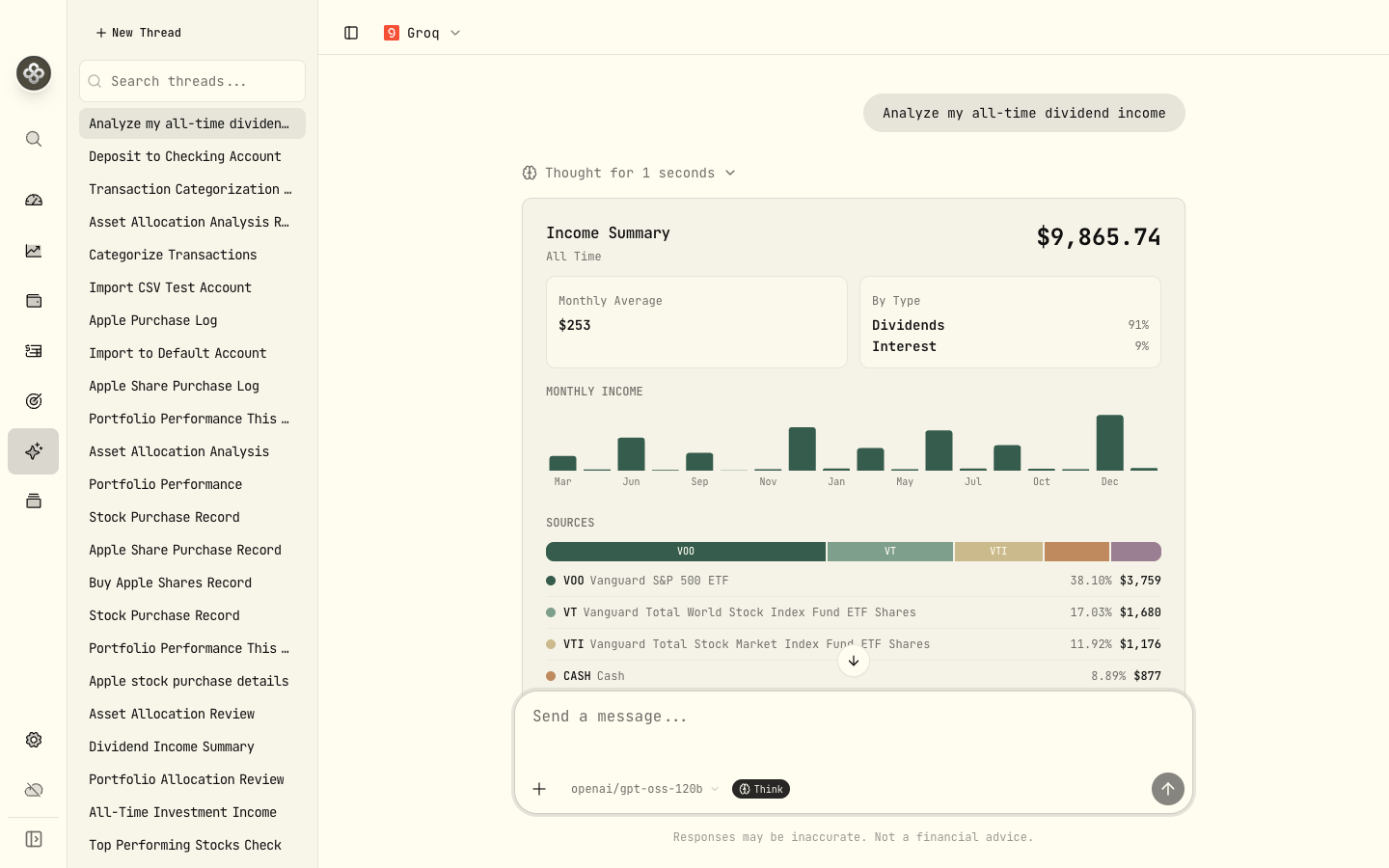 An all-time dividend income summary, answered from your own data