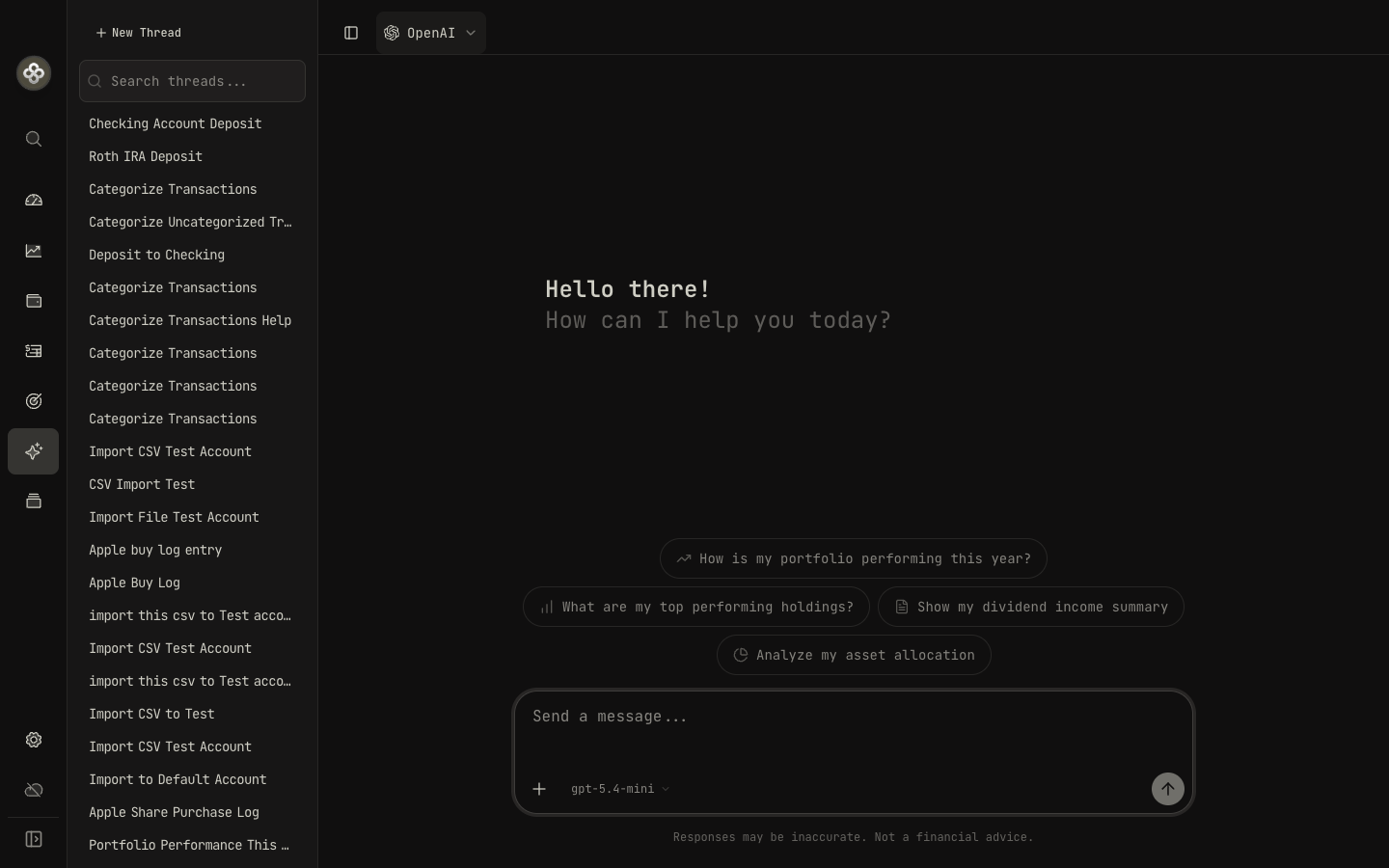The AI assistant — ask about your portfolio in plain English
